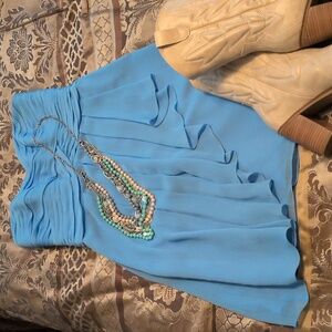 David's Bridal Strapless Light Blue Dress - Style F14847